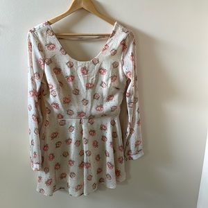 Chiffon floral long-sleeve romper